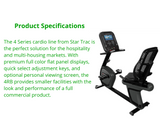 Star Trac 4RB Recumbent Bike W/ 10" LCD Display (New)